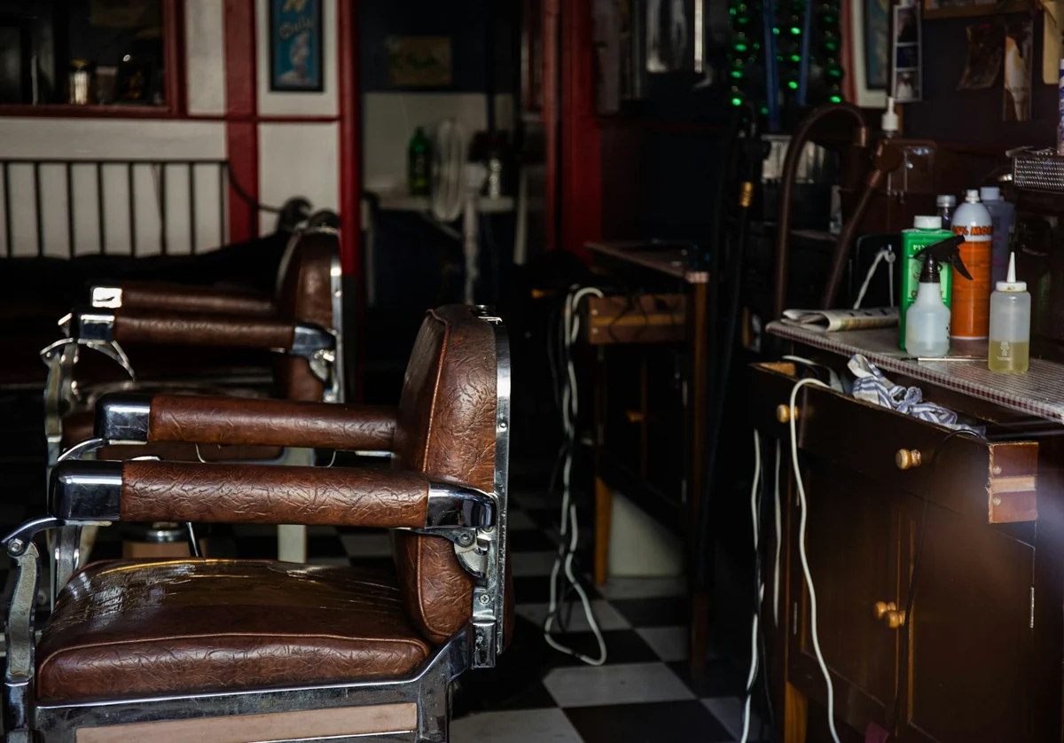 An empty barber’s chair, ready for a customer after a cancellation
